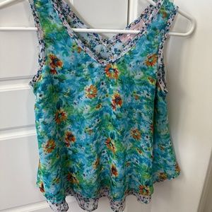 Sleeveless floral blouse